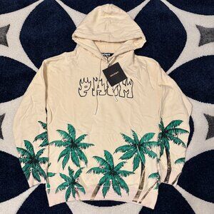 Palm Angels Skull Island Cream Hoodie Mens Large